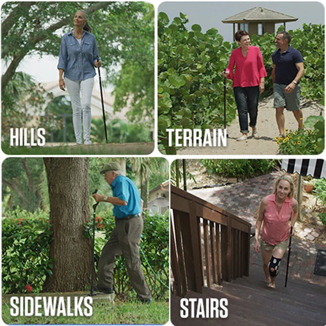 Improved posture & balance for seniors with this adjustable walking stick, a lightweight mobility aid.