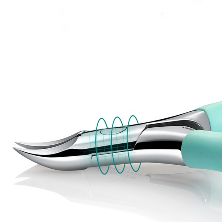 Ergonomic toenail clipper for seniors. Pedicure tool designed for thick, ingrown nails, ensuring comfortable foot care.