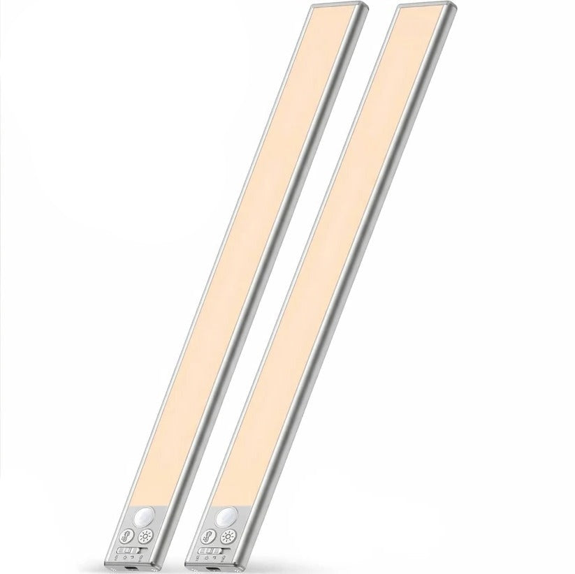 Dimmable LED under cabinet lights, magnetic & rechargeable, perfect for illuminating kitchen counters or wardrobes.