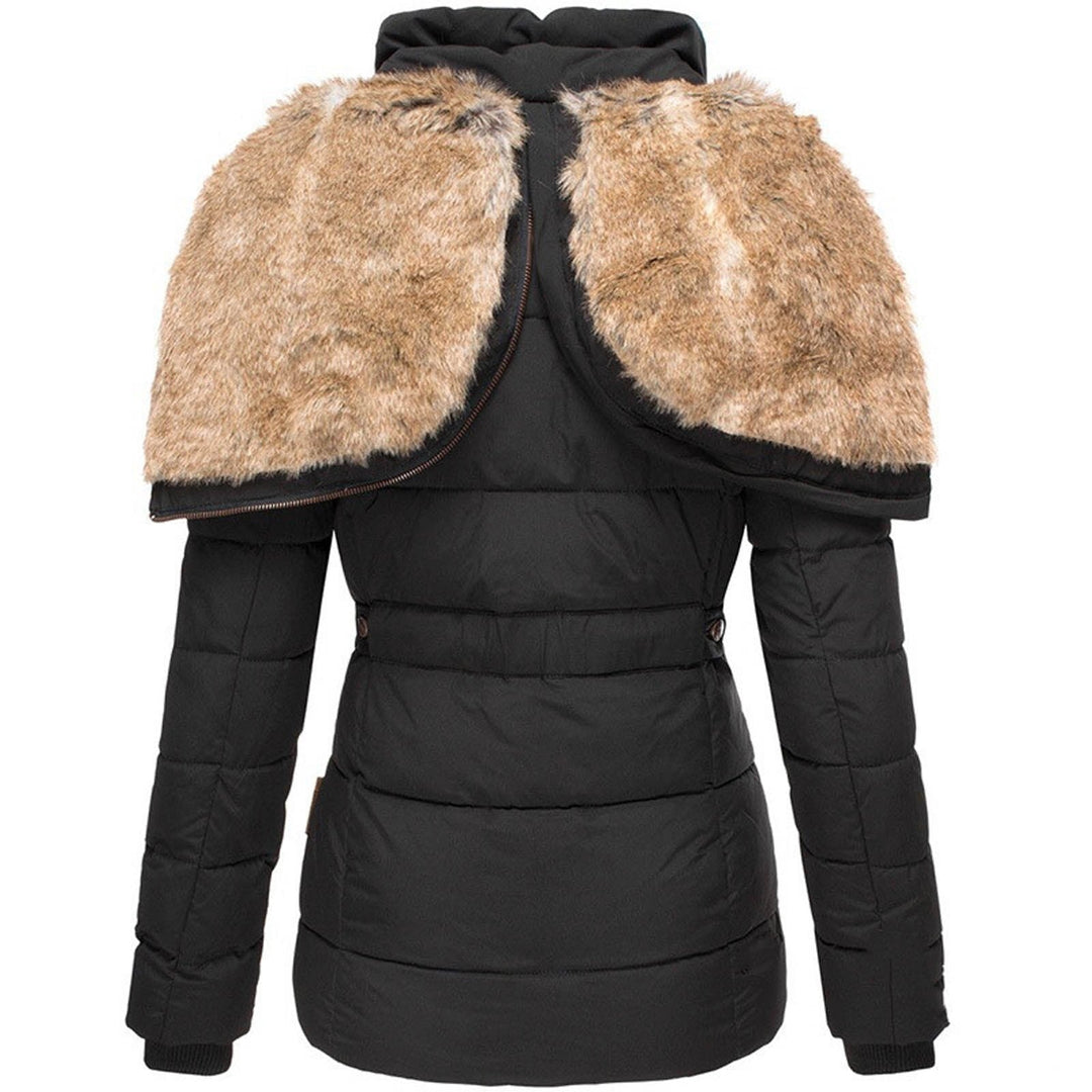 Stylish Sisica ladies' fur-lined winter jacket. Fashionable and warm outerwear for cold weather protection.