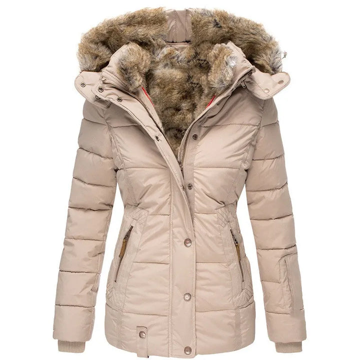 Elegant Sisica women's winter jacket with soft fur lining. Stylish and warm outerwear for ladies' comfort.