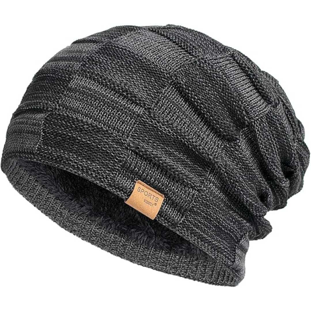 Premium quality slouchy knitted beanie, designed for unisex warmth, comfort, and winter style.