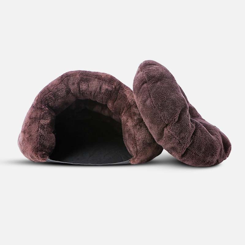 Luxury small dog bed, a faux fur calming cave perfect for pets needing anxiety relief and comfort.