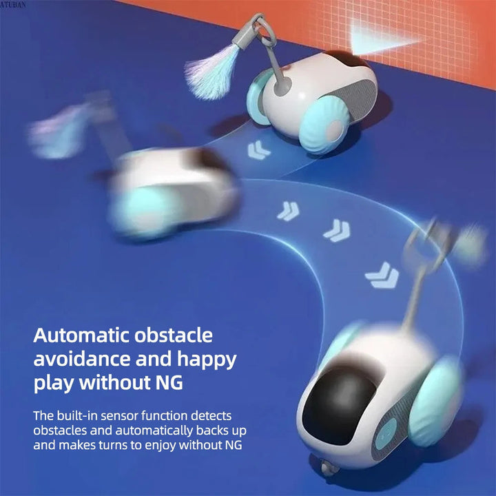 A yellow smart remote control cat toy, rechargeable, providing endless pet supplies fun.