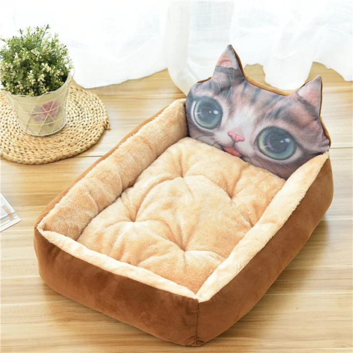 Washable round pet bed with raised edges, providing comfortable support for small dogs and cats