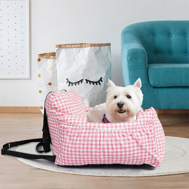 Soft portable pet travel carrier for small cats, airline approved design.