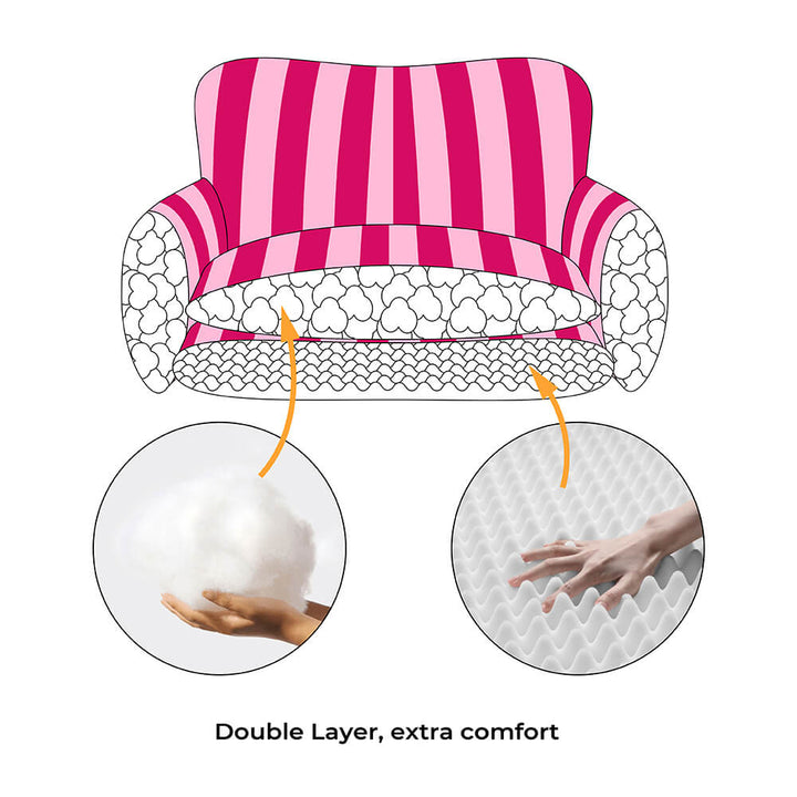 Cozy striped faux lambswool pet sofa for cats, modern design