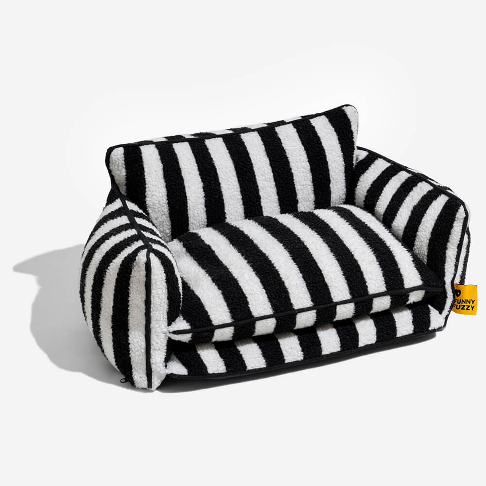 Softest striped faux lambswool replacement cover for pet sofa bed, ultimate dog cat comfort