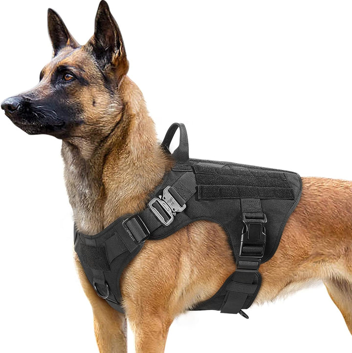 Tactical no-pull dog harness with handle, durable pet gear for outdoor training