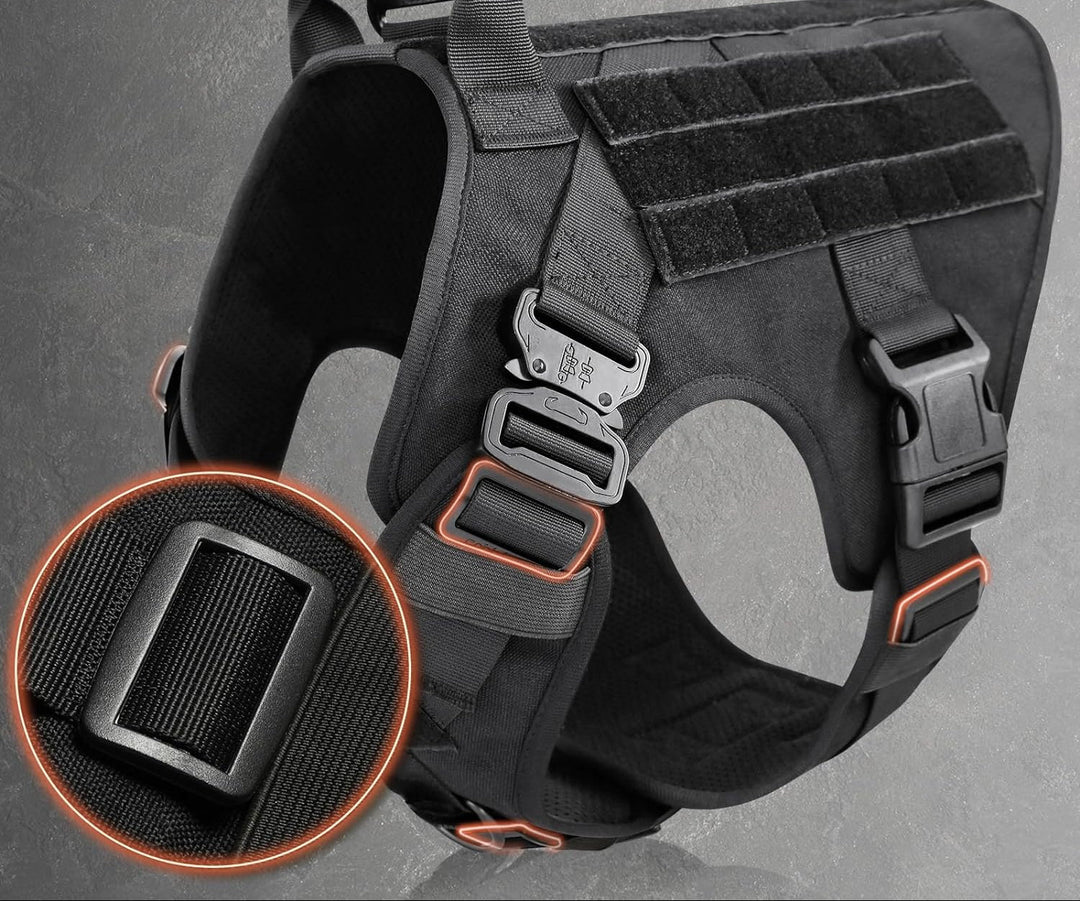 Adjustable tactical dog harness with molle system and handle, stop pulling