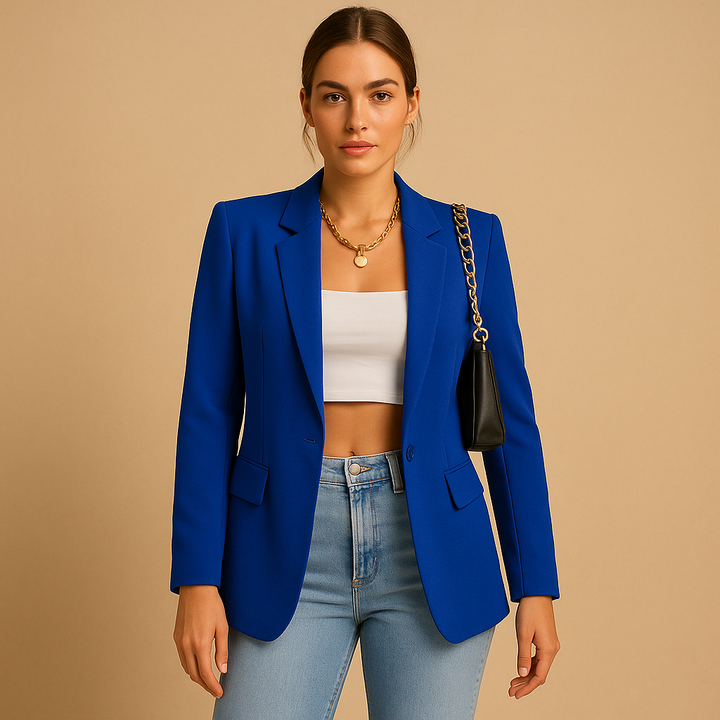 Versatile women's blazer, a chic tailored jacket for office, workwear, or business casual outfits.