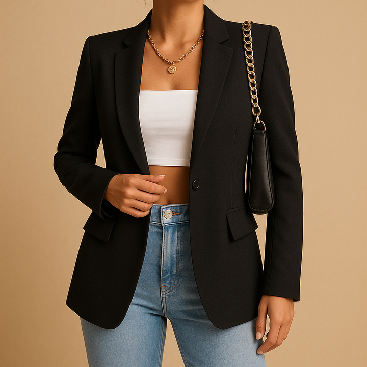 Women's tailored elegant blazer, a chic and professional jacket ideal for versatile workwear fashion.