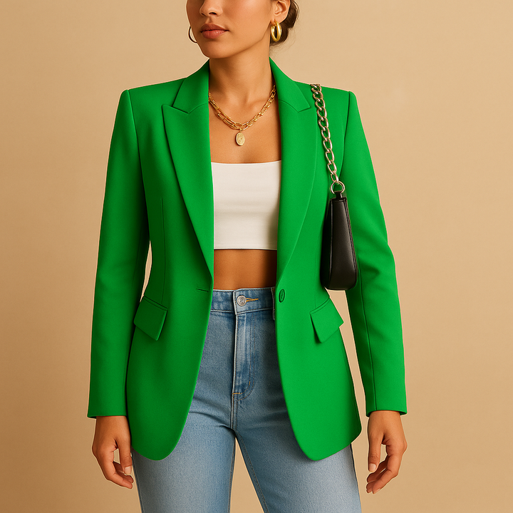 Women's tailored elegant blazer for professional office wear. Chic style & sophisticated outerwear.
