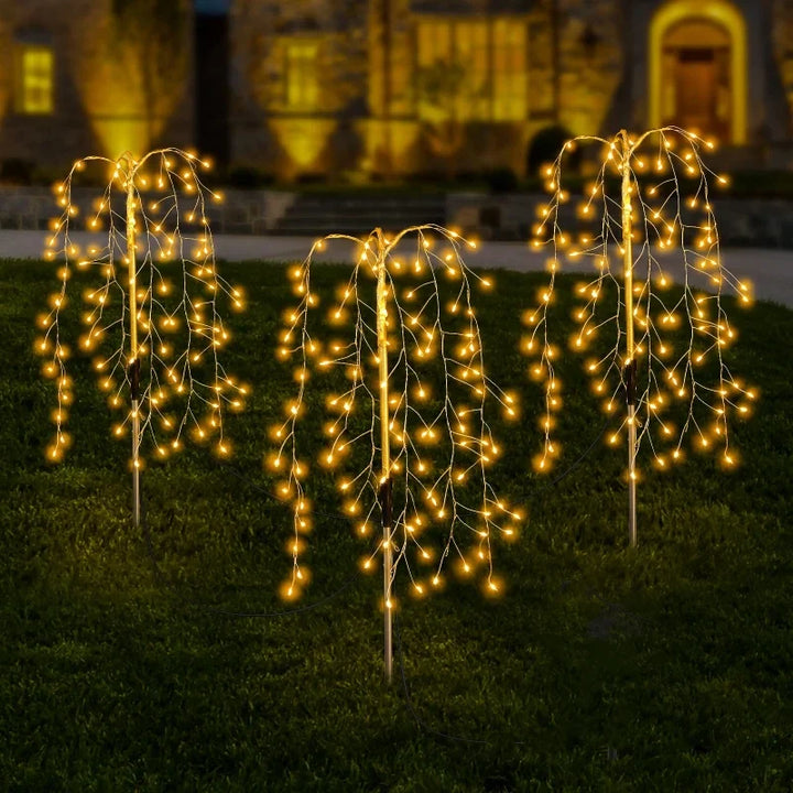 Set of 3 solar-powered LED lights, perfect for garden paths, patios, and outdoor landscaping.