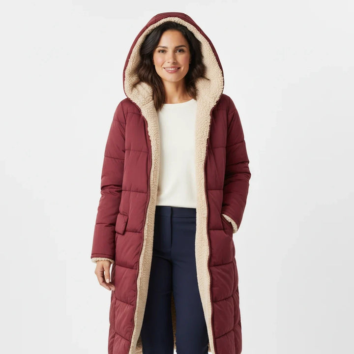 Women's cold-proof hooded puffer jacket, comfortable and fashionable for winter.