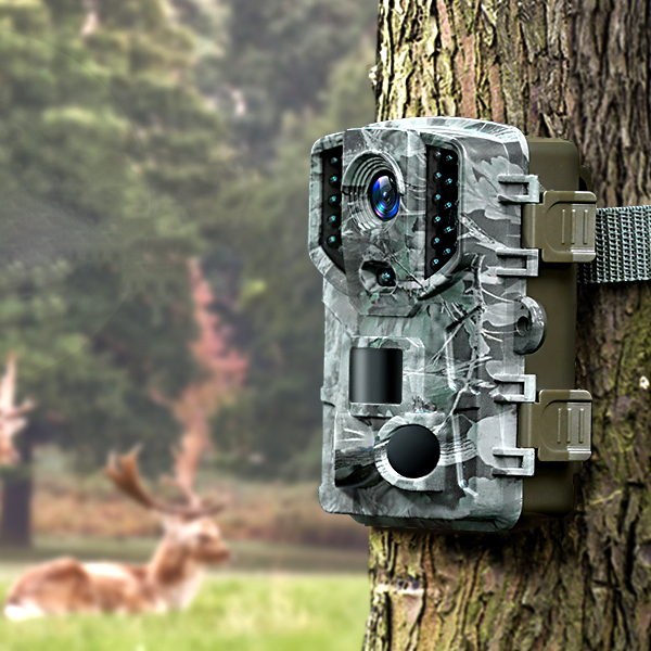 HD wildlife trail camera with night vision, perfect for outdoor surveillance and monitoring animals.