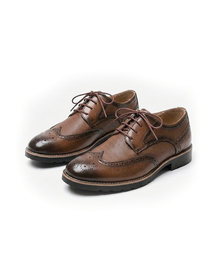 Classic men's brown leather brogue dress shoes, perfect for professional business and formal occasions. Comfortable.