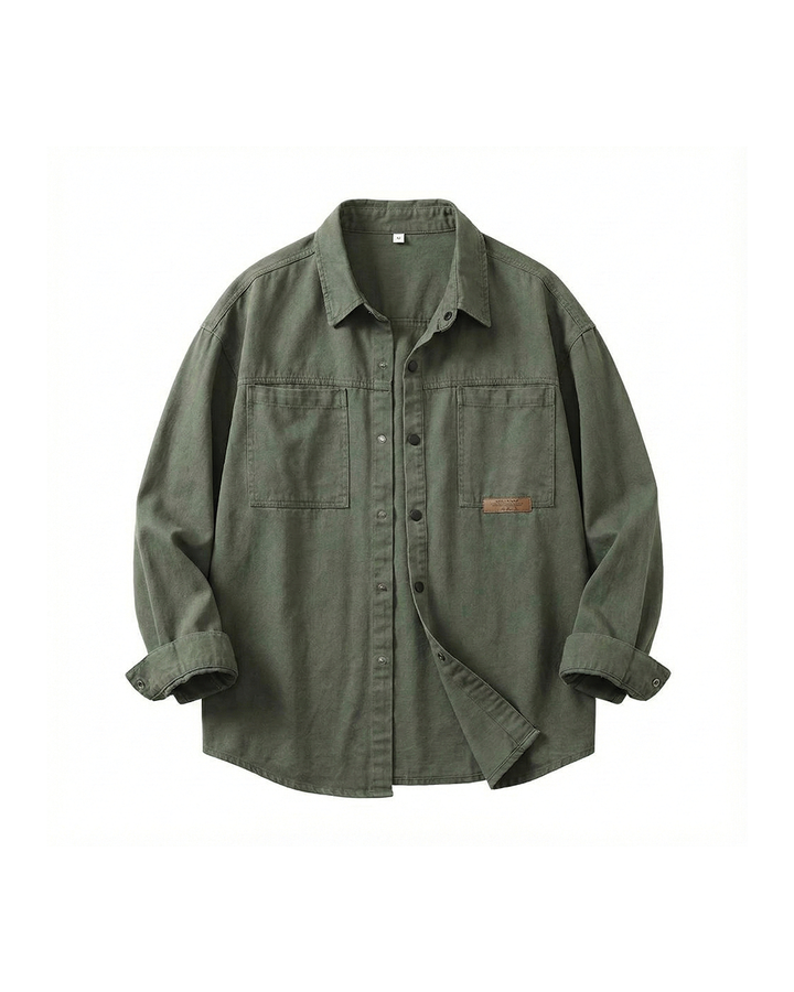Men's vintage vibe button-up shirt in classic casual style, long sleeve, perfect for retro fashion.