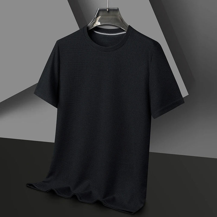 Men's premium grey waffle knit t-shirt, ideal for comfortable everyday casual style.