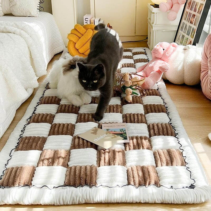 Washable pet blanket folded neatly, ready for a dog's bed or cat's nap spot