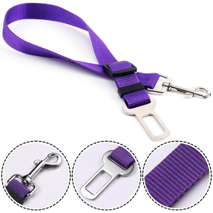 Adjustable nylon dog car seat belt with swivel snap for pet safety in vehicles