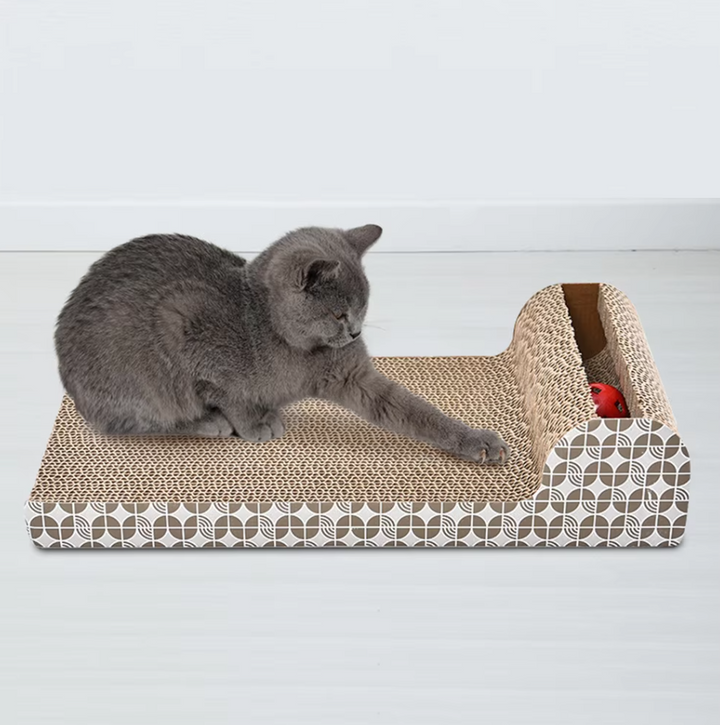 Unisex cat scratching board with interactive fish toy, durable pet accessory for feline play
