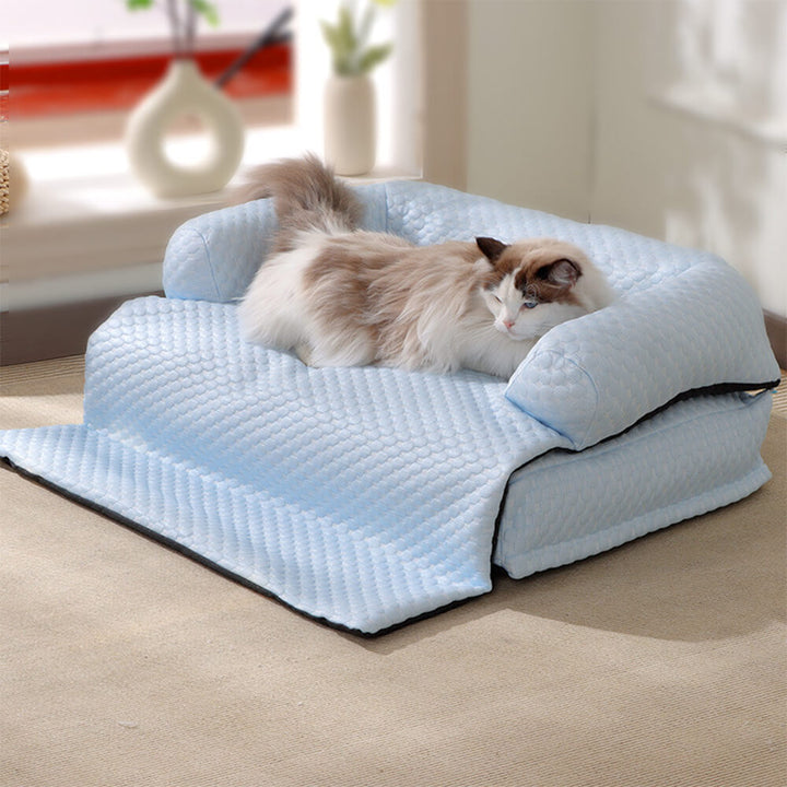 Soft green cooling mat for pets, doubles as a couch cover for dogs & cats, furniture protection