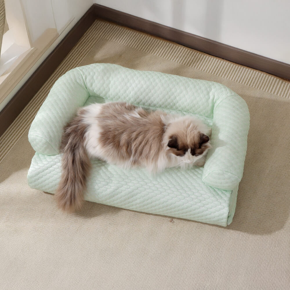 Grey cooling pet furniture protector & mat for dogs and cats, anti-slip bottom, long-lasting