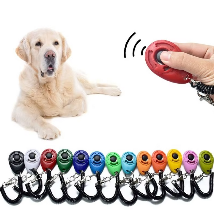 Unisex dog training clicker with wrist spiral and snap hook for pet obedience