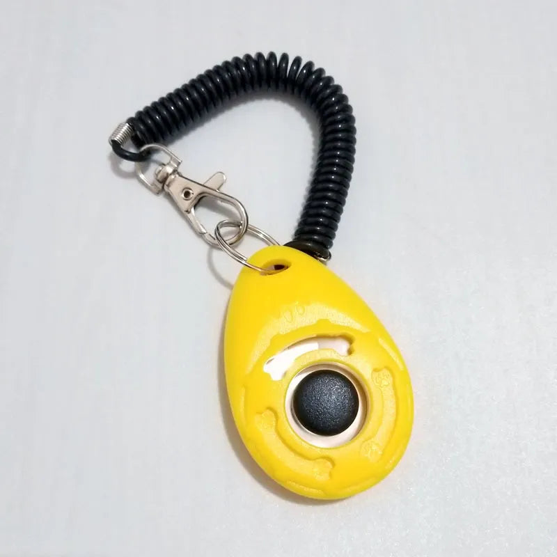 Dog obedience training clicker with convenient wrist spiral and snap attachment