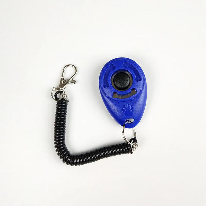 Portable dog clicker with wrist spiral and snap hook for effective pet training