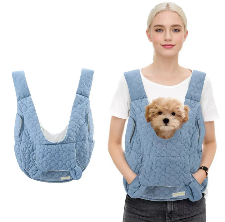 Unisex extra-large waterproof pet carrier backpack for travel, front view, hands-free dog or cat transport.
