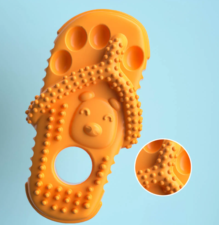 Long-lasting flip flop dog toy, perfect chew toy for dental health and entertainment.