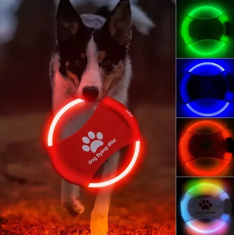 Unisex Luminous LED Dog Flying Disc, glowing for night dog play and exercise