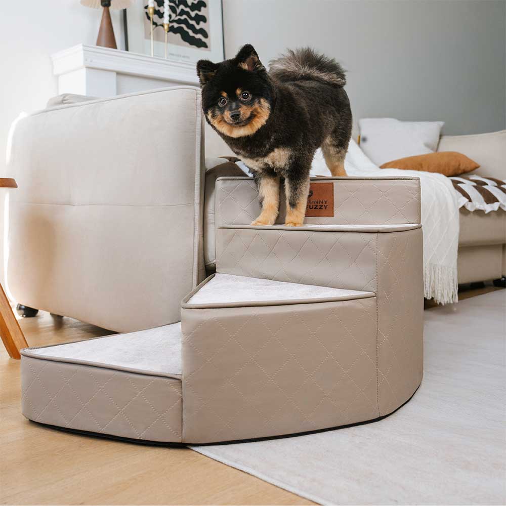 Unisex Luxe Water-Repellent Faux Leather Pet Stairs for joint support