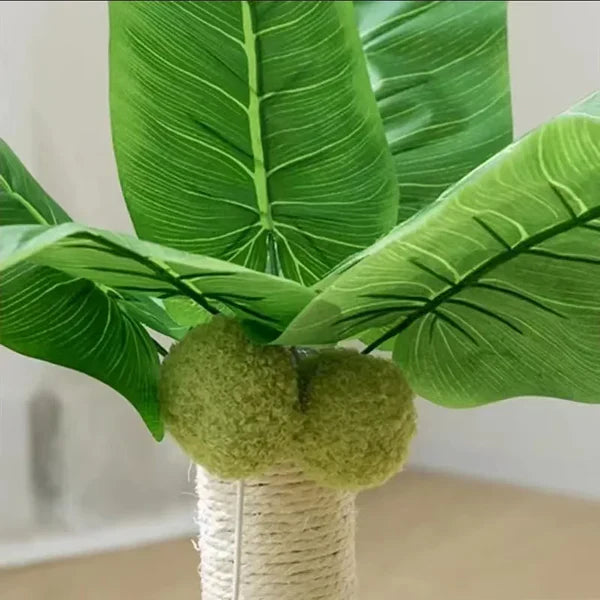 Interactive cat toy: Palm tree scratching post, sisal, green leaves, balls for active play