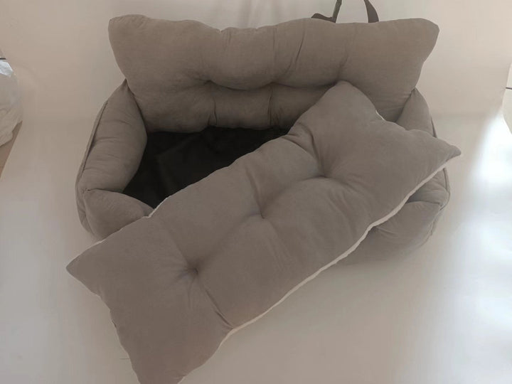 Pet car booster seat with soft lining, console pad style, ideal for small dog car seat, easy to clean.