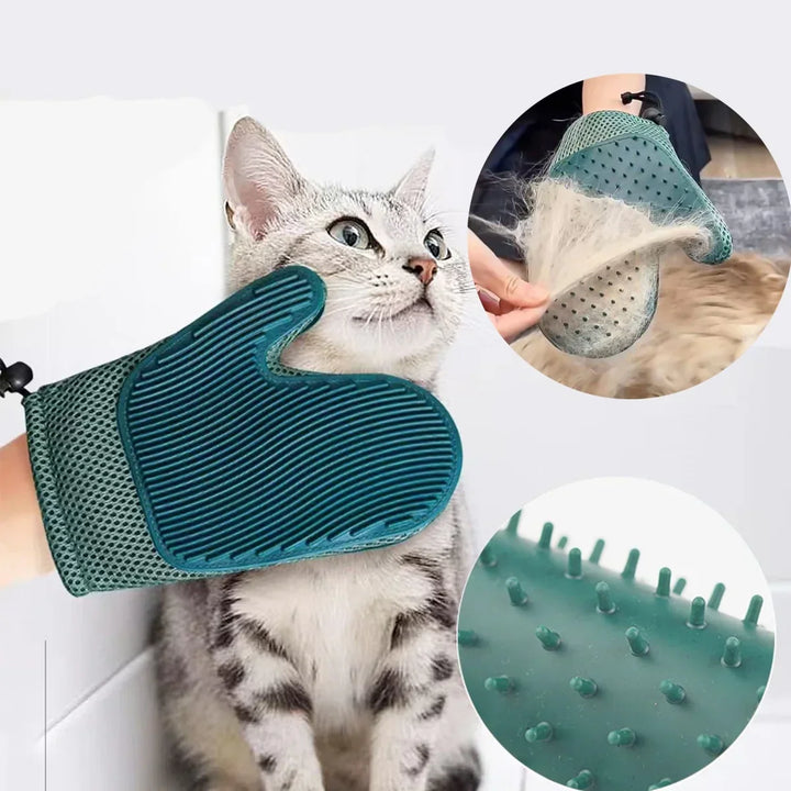 Unisex pet grooming massage glove for effective fur removal and gentle cat massage