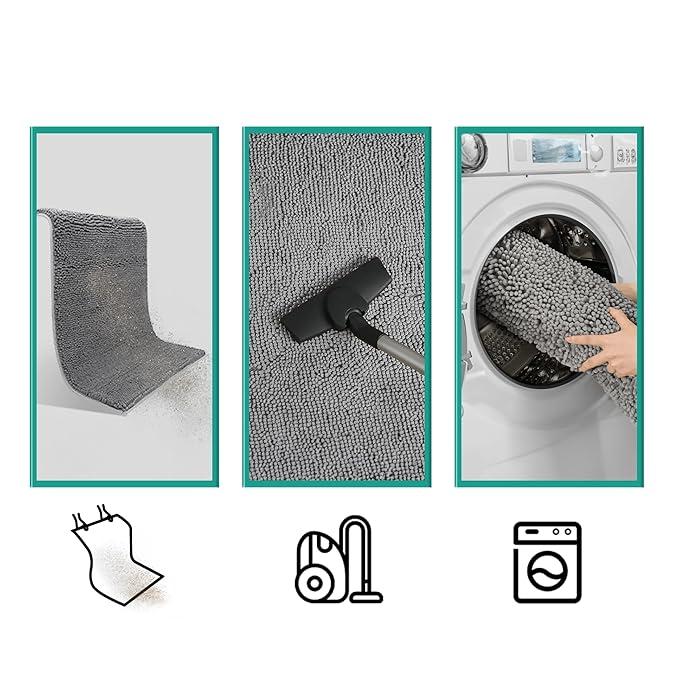 Gray pet mat for dogs, effectively traps mud and dirt