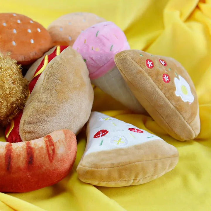 Soft pet squeaky french fries plush toy, interactive indoor dog chew toy