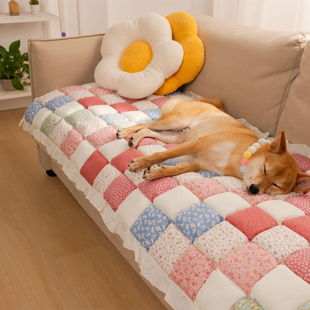 Durable plaid furniture protector, scratch resistant, ideal for homes with active pets
