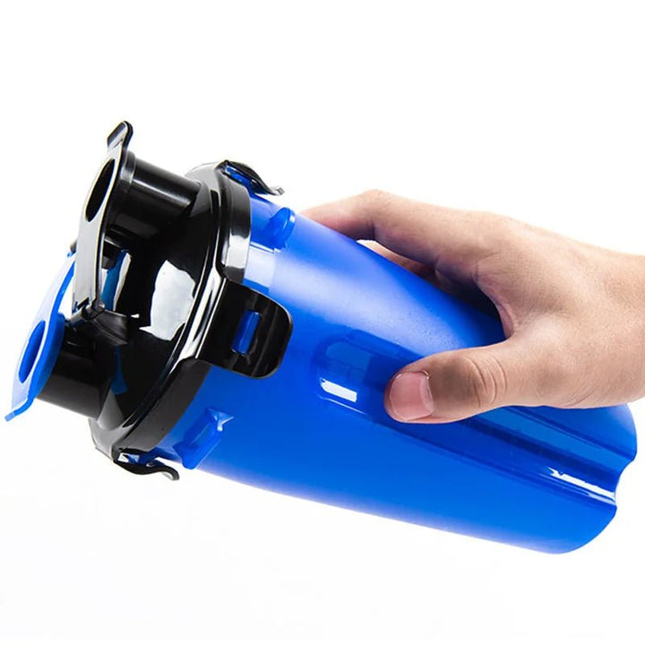 Outdoor pet travel bottle with water dispenser and attached food bowl for dogs, convenient & portable