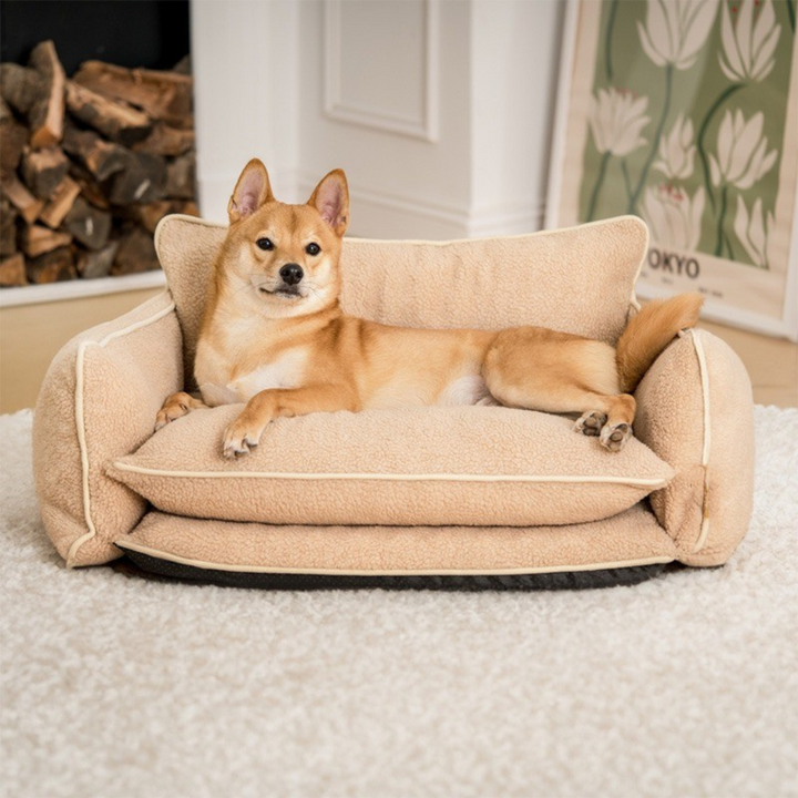 Washable cat bed with a striped design, deep cushion for ultimate pet comfort
