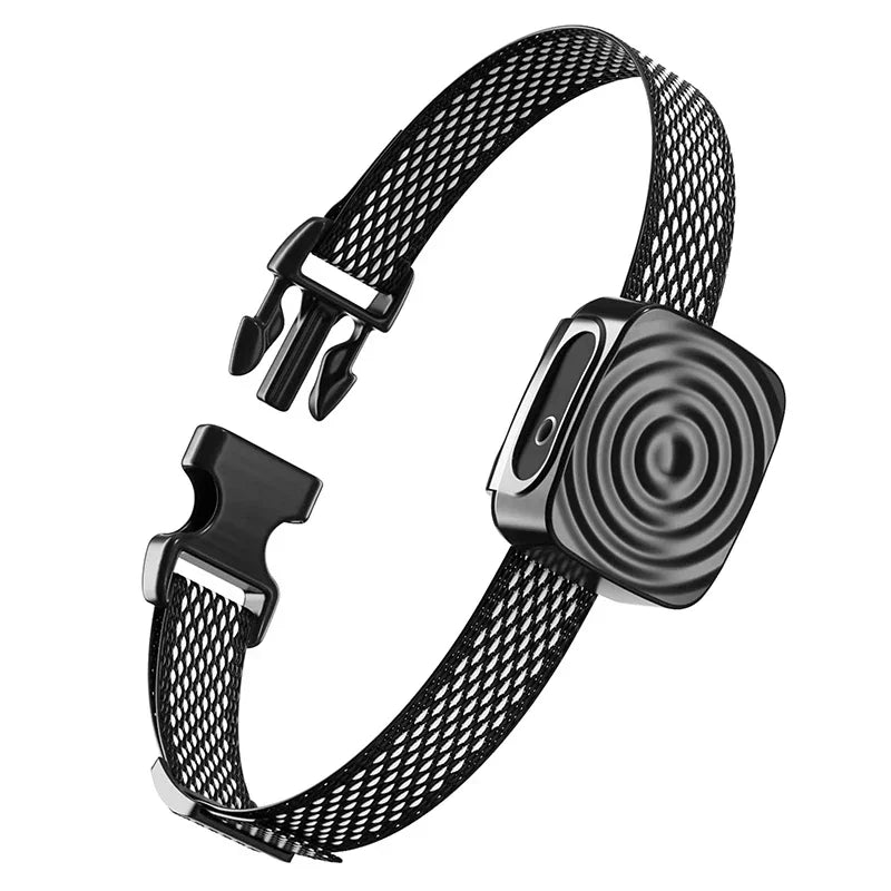 Unisex ultrasonic bark control training collar for dogs, rechargeable & waterproof, in black color.