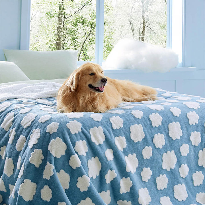 Unisex waterproof pet blanket with cozy sherpa fleece, perfect for dog bed cover or furniture protection.