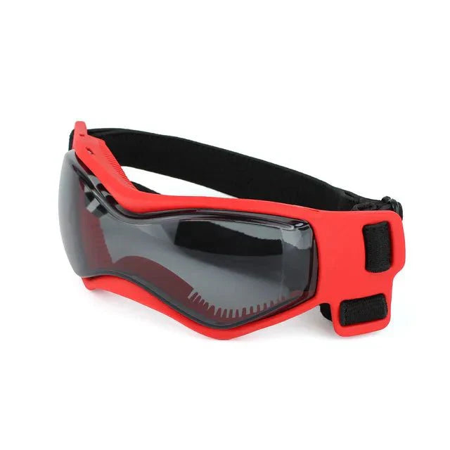 UV protective dog goggles with adjustable straps for small to medium dogs, black frame