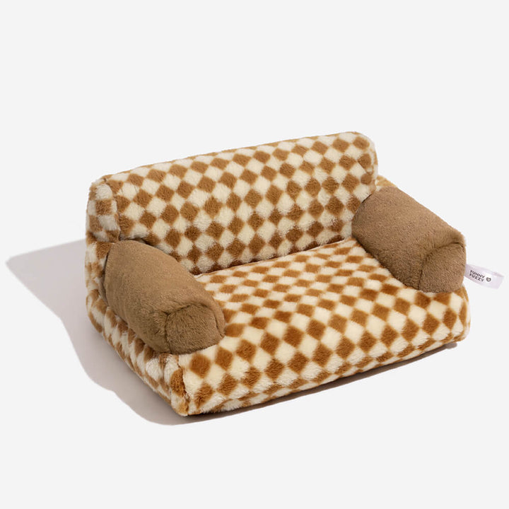 Vintage diamond upholstered pet bed, a soft resting place for cats and small dogs