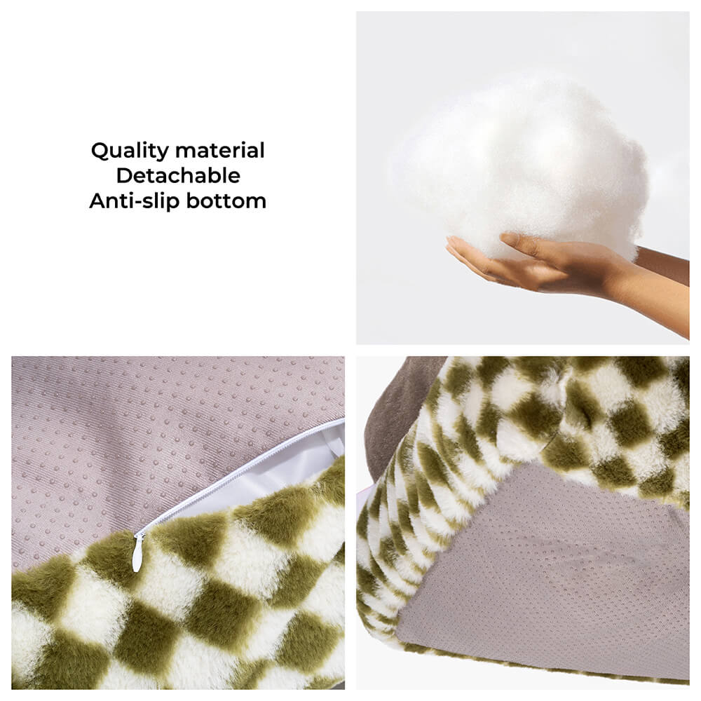 Diamond pattern vintage pet bed for ultimate cat & small dog comfort, easy clean