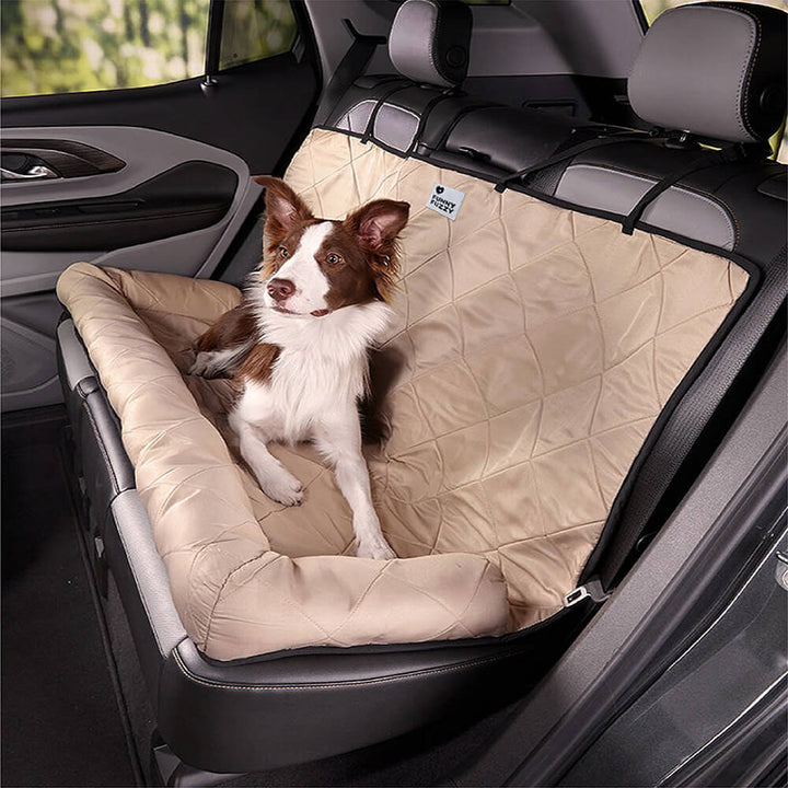 Waterproof dog car seat cover & travel bed for pet travel, durable car protection