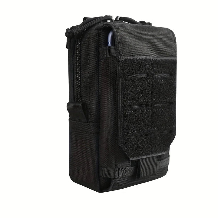 MOLLE dog walking pouch, waterproof, holds poop bags, treats. Ideal pet gear for outdoor training.